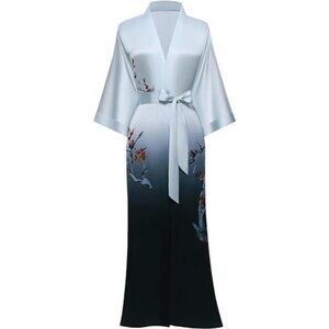 Robe for Women - Long Satin Sleepwear Silky Kimono Cover-Up